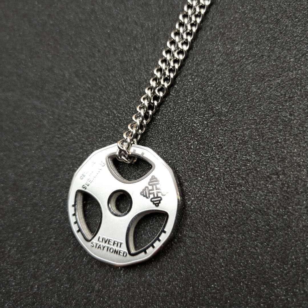 Pandant argintiu, rotund, otel inoxidabil, pentru barbati, onuvio® 