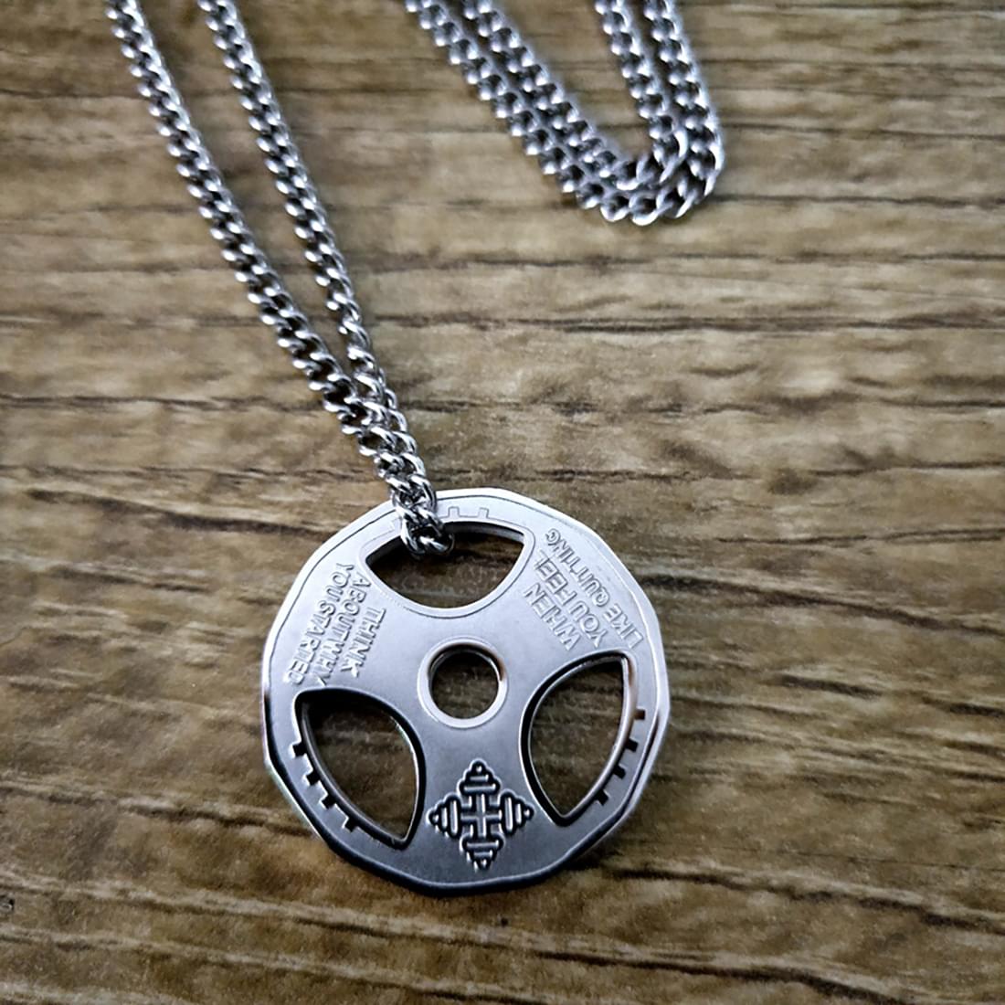 Pandant argintiu, rotund, otel inoxidabil, pentru barbati, onuvio® 