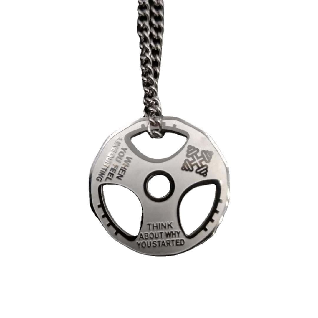 Pandant argintiu, rotund, otel inoxidabil, pentru barbati, onuvio® 