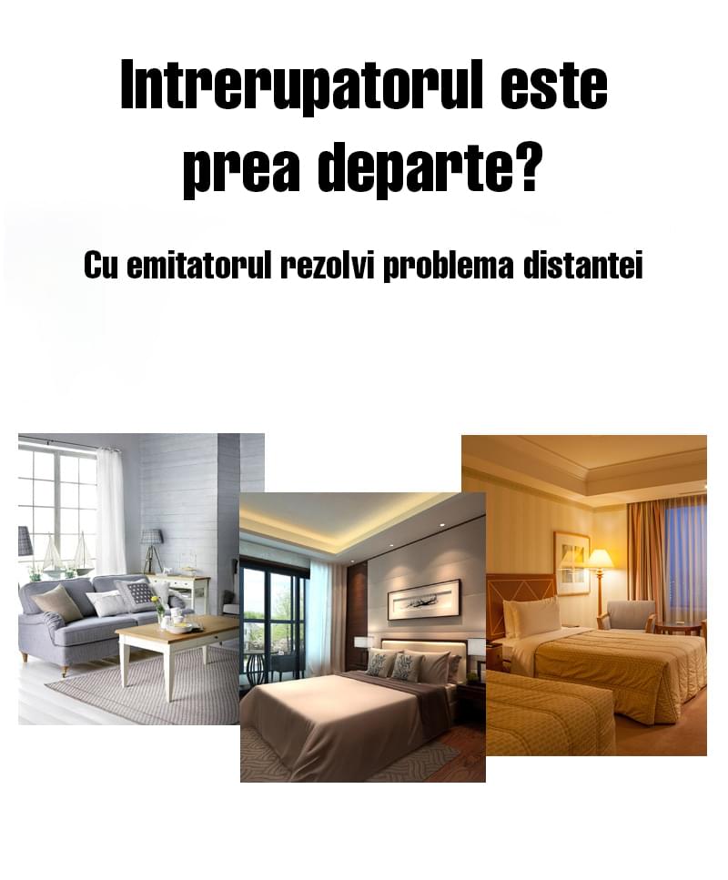 Intrerupator alb on/off, cu emitator si receptor, fara fir, cap scara, pentru casa si birou onuvio® 