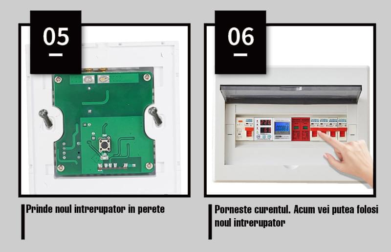 Intrerupator alb on/off, cu emitator si receptor, fara fir, cap scara, pentru casa si birou onuvio® 