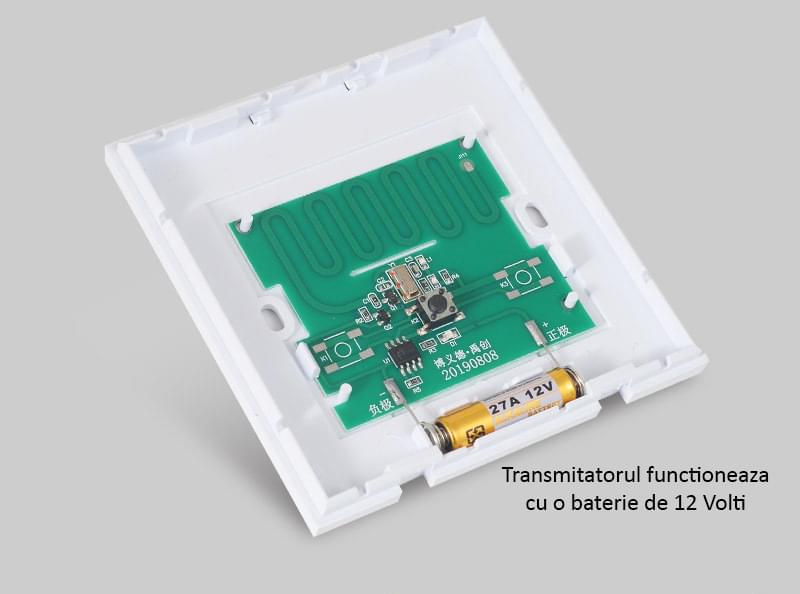 Intrerupator alb on/off, cu emitator si receptor, fara fir, cap scara, pentru casa si birou onuvio® 