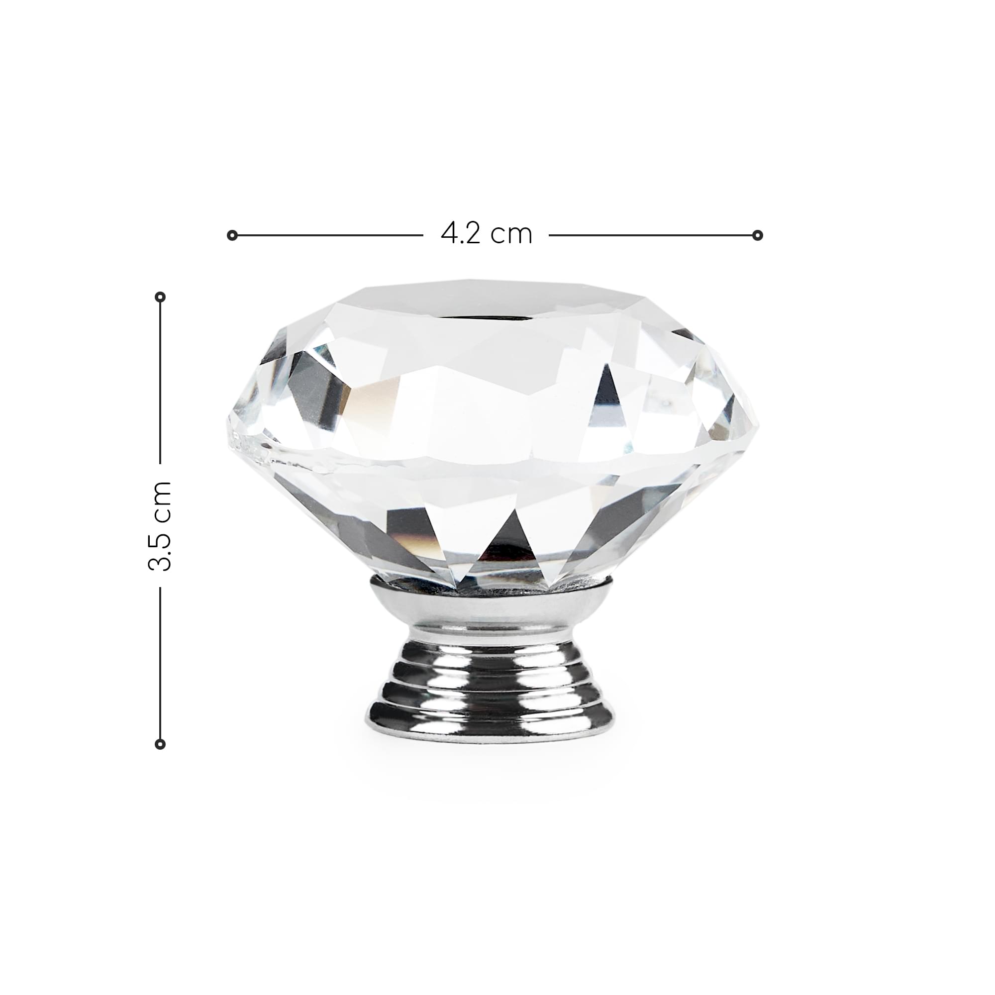 Buton maner mobilier onuvio™, forma diamant, diamond cut luxury, cristal k9, diametru 40mm, baza aliaj zinc aluminiu - argintiu / transparent