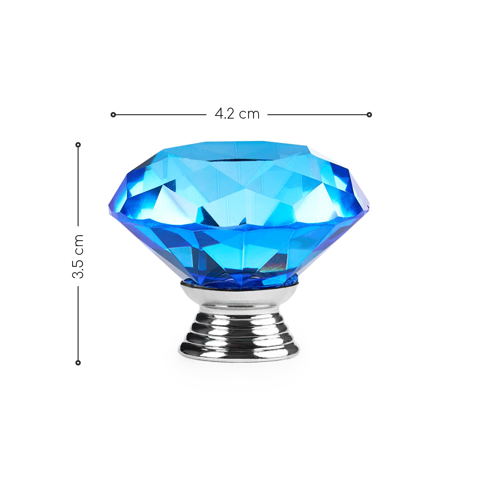 Buton maner mobilier onuvio™, forma diamant, diamond cut luxury, cristal k9, diametru 40mm, baza aliaj zinc aluminiu - albastru