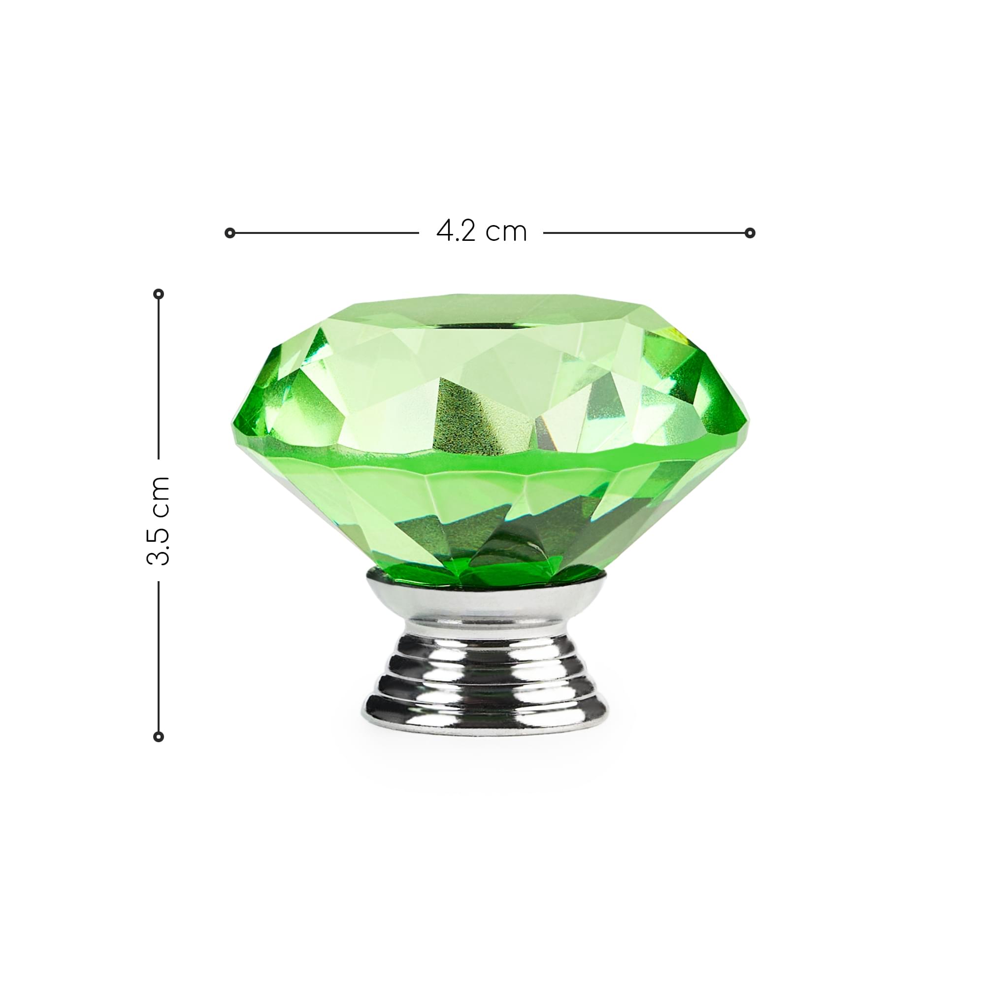 Buton maner mobilier onuvio™, forma diamant, diamond cut luxury, cristal k9, diametru 40mm, baza aliaj zinc aluminiu - verde