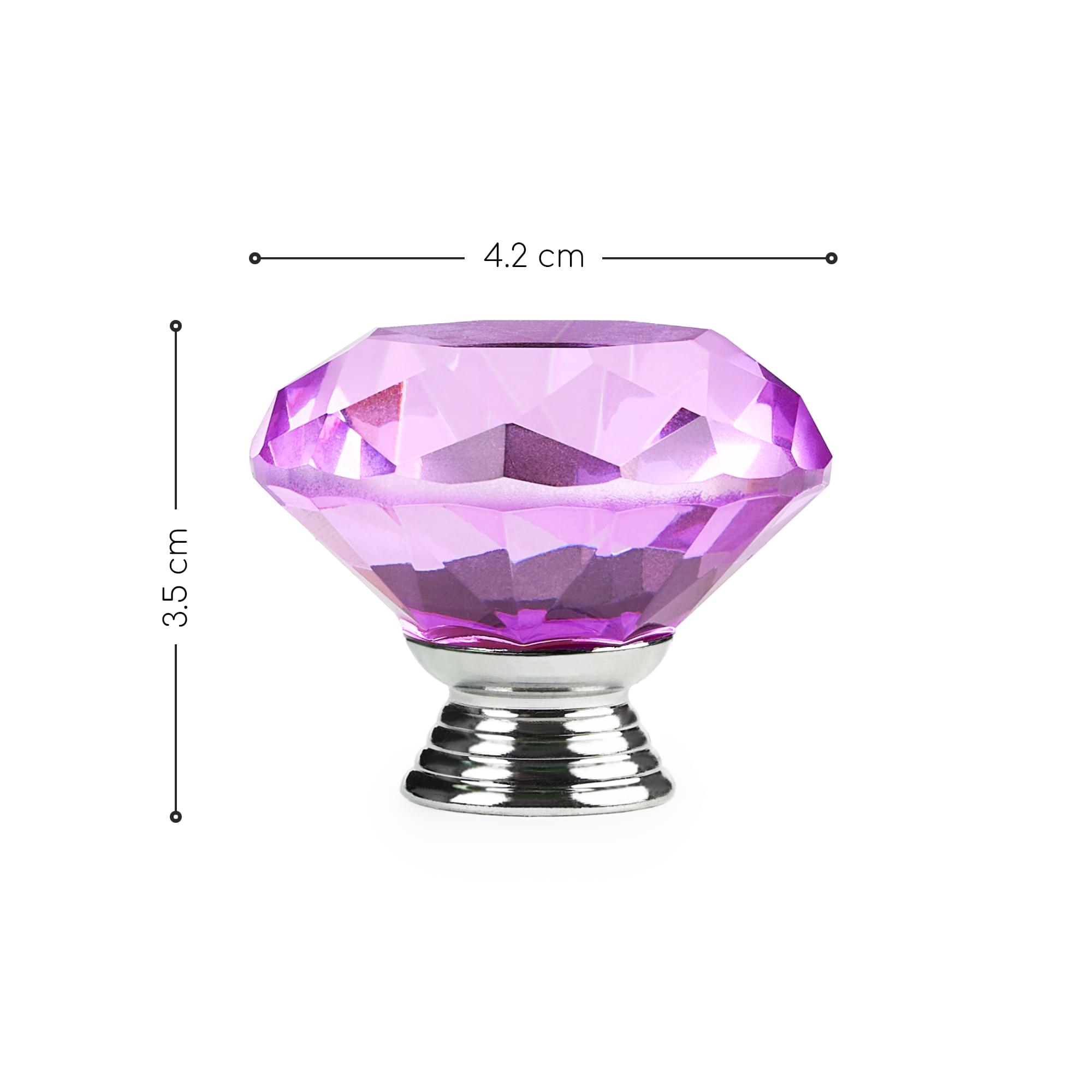 Buton maner mobilier onuvio™, forma diamant, diamond cut luxury, cristal k9, diametru 40mm, baza aliaj zinc aluminiu - mov