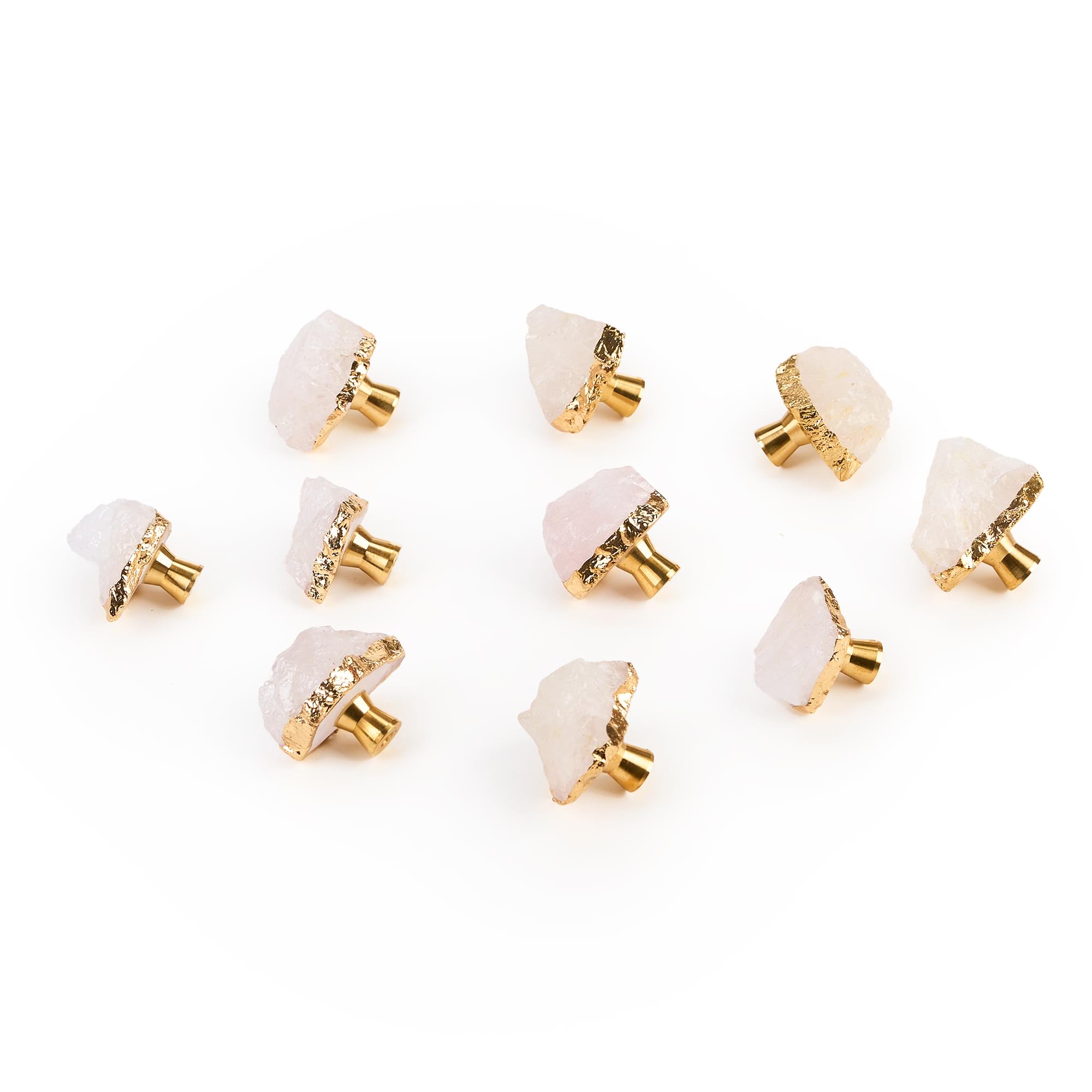Maner tip buton,  din cristal natural, hand-made din piatra semipretioasa cu insertii aurii, modele unicate, onuvio™ - alb