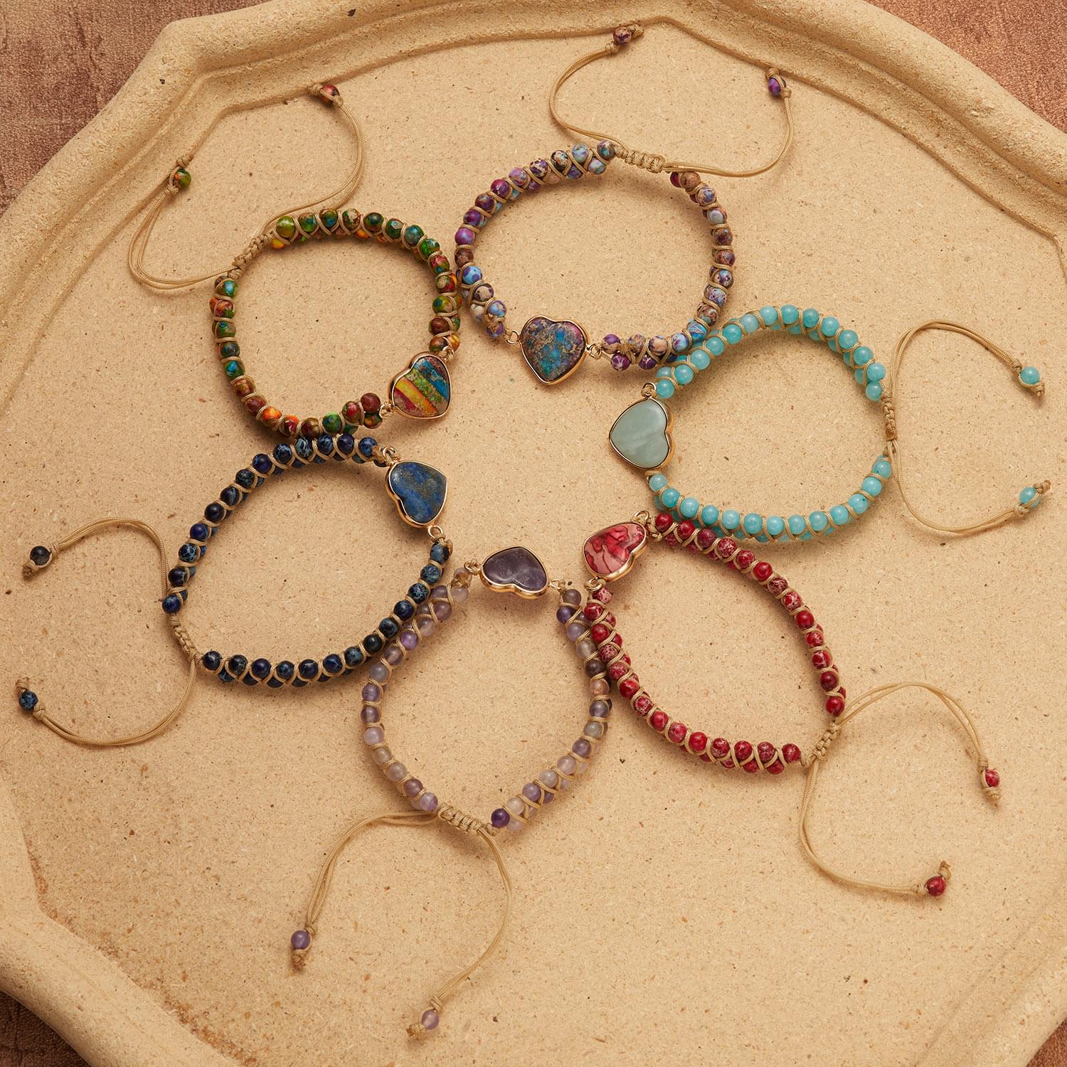  bratara energetica handmade double heart chakra, piatra naturala, reglabila, onuvio™