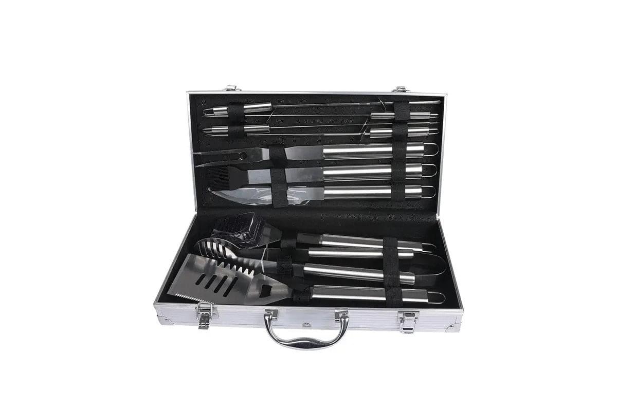 Set ustensile pentru gratar onuvio® 11 piese inox, geanta de transport si termometru digital 