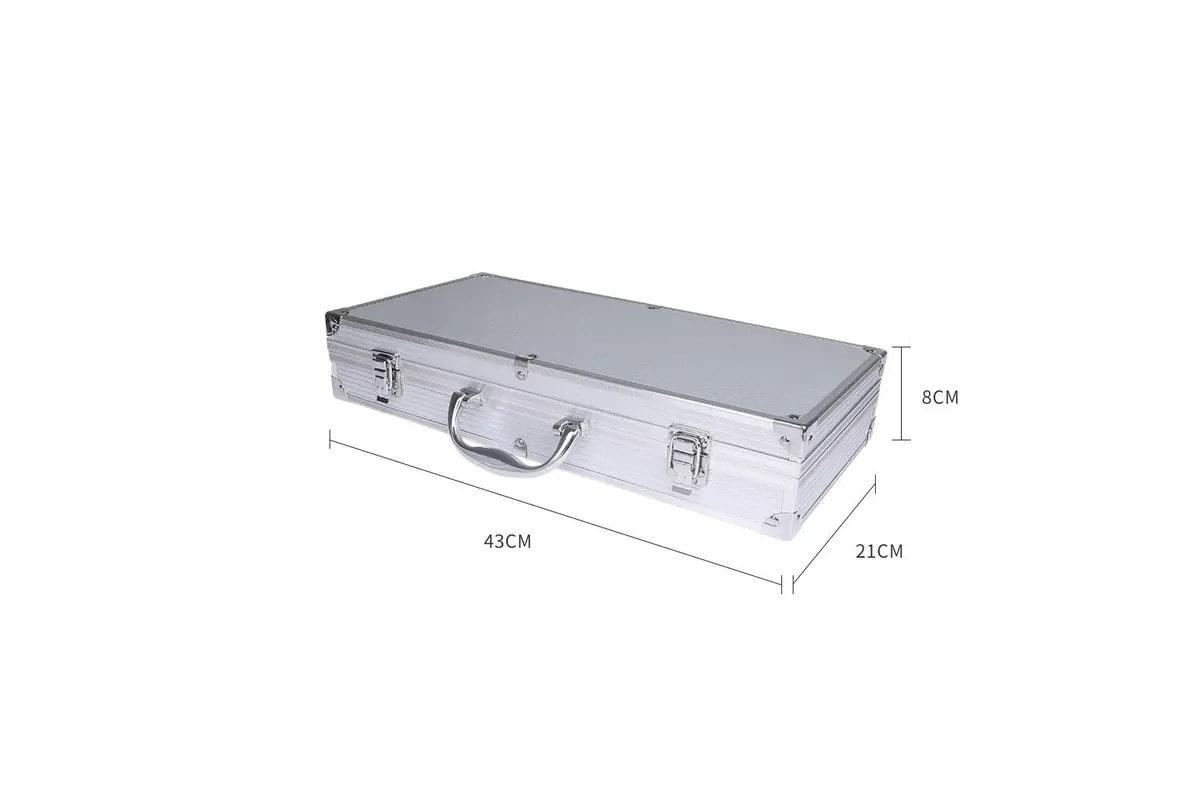 Set ustensile pentru gratar onuvio® 11 piese inox, geanta de transport si termometru digital 