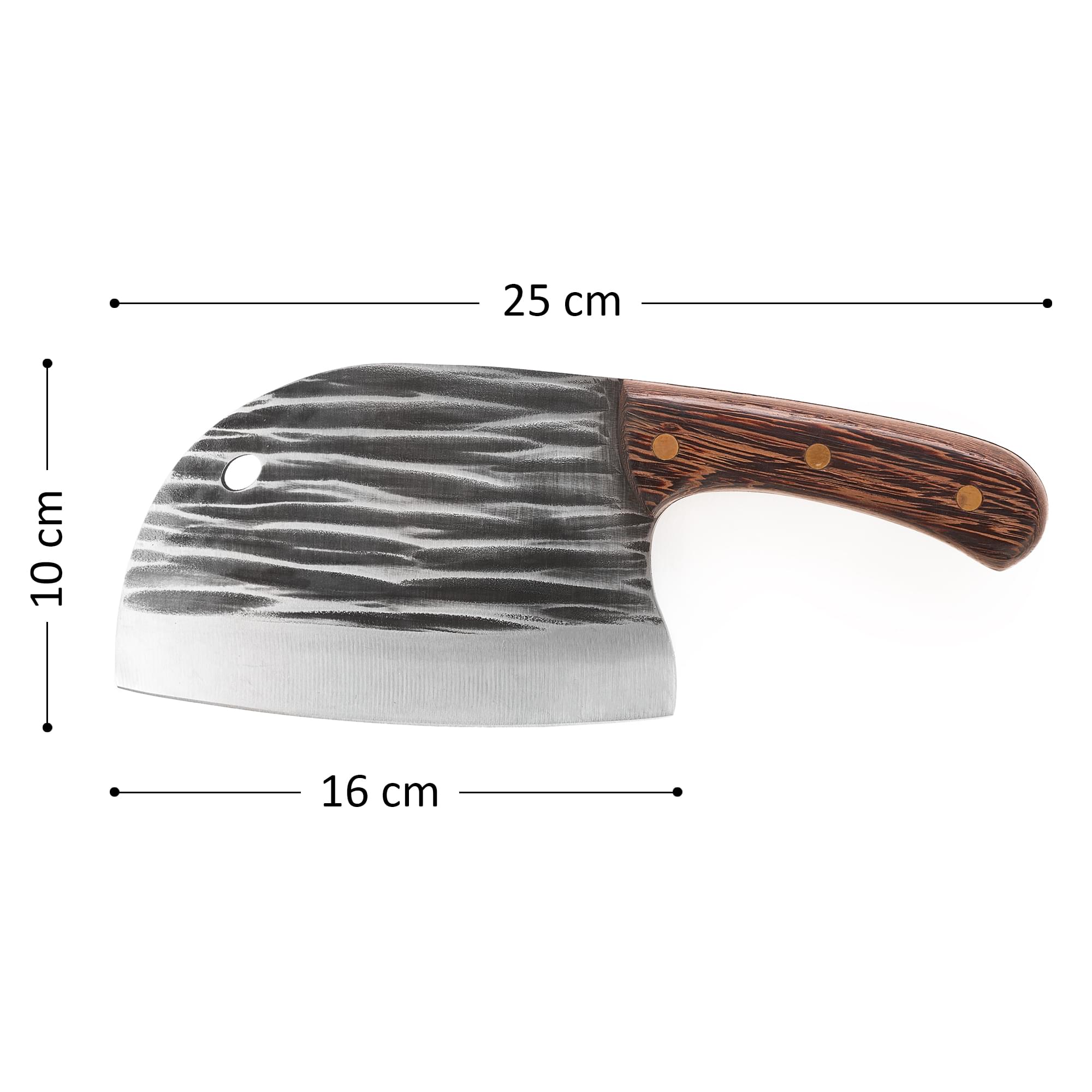 Cutit profesional tip satar almazan, onuvio®,  full tang, universal pentru bucătărie, feliat, tranșat, tocat, otel carbon, lama forjata, 250mm,  negru