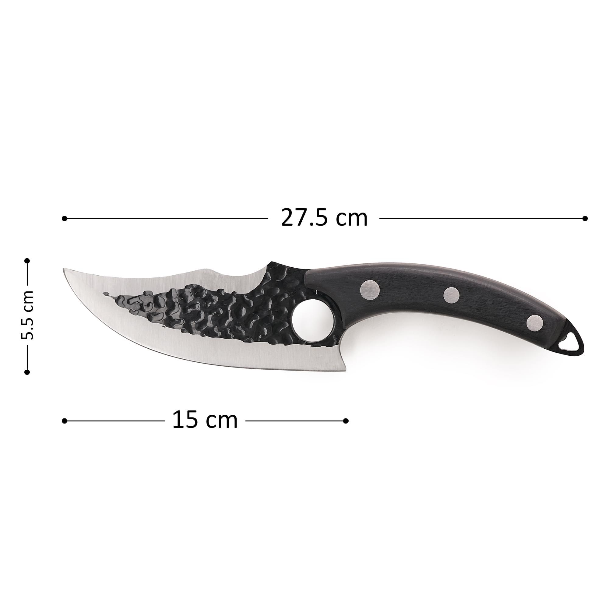 Cuțitul japonez profesional onuvio®,  full tang, universal pentru bucătărie, feliat, tranșat, tocat, otel carbon, lama forjata, 270mm,  husa inclusa, negru