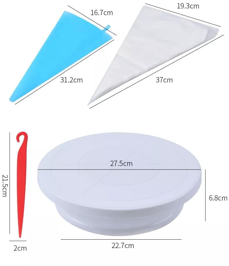 Set platou rotativ 66 piese, duze pentru ornat si modelatoare martipan, onuvio™ elena