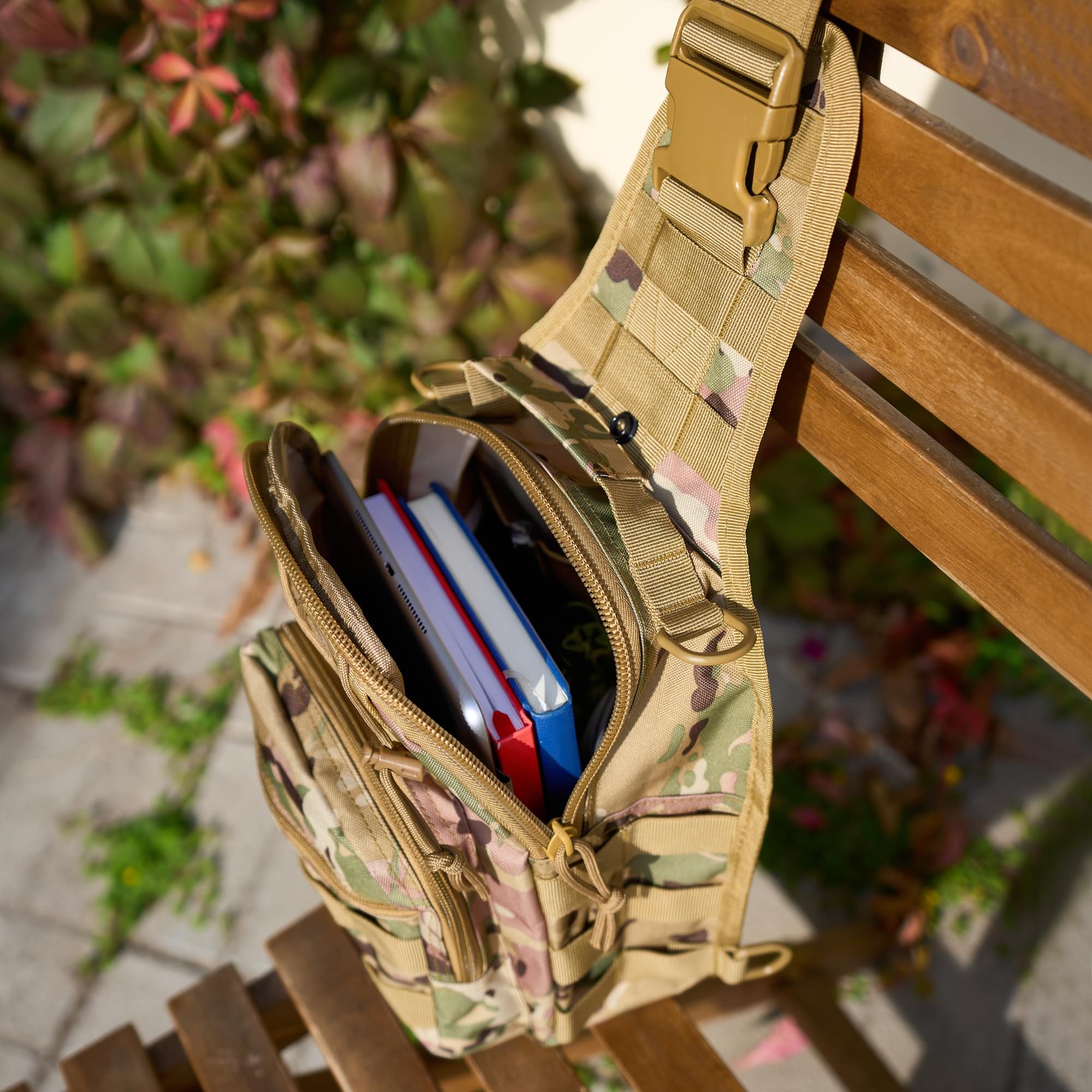 Geanta tactica de umar profesionala, borseta multifunctionala camuflaj militar, 10 litri, onuvio® - light camo