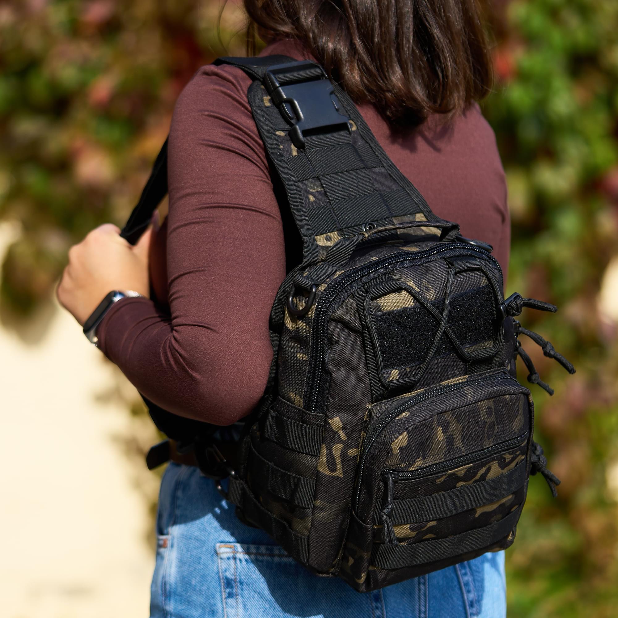 Geanta tactica de umar profesionala, borseta multifunctionala camuflaj militar, 10 litri, onuvio® - dark camo