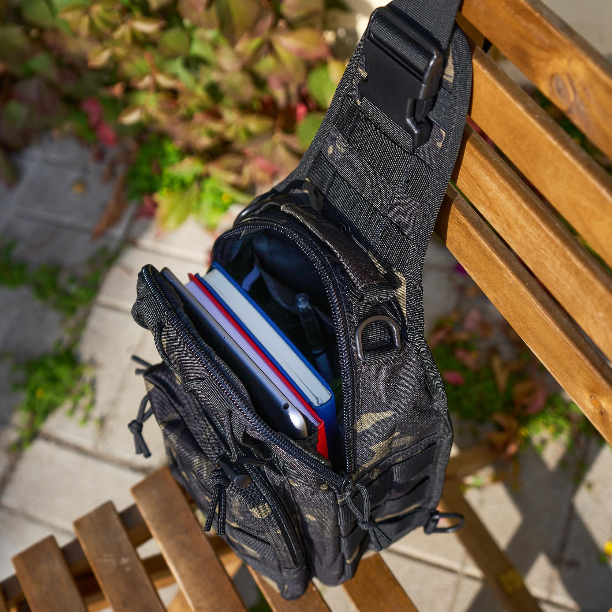 Geanta tactica de umar profesionala, borseta multifunctionala camuflaj militar, 10 litri, onuvio® - dark camo