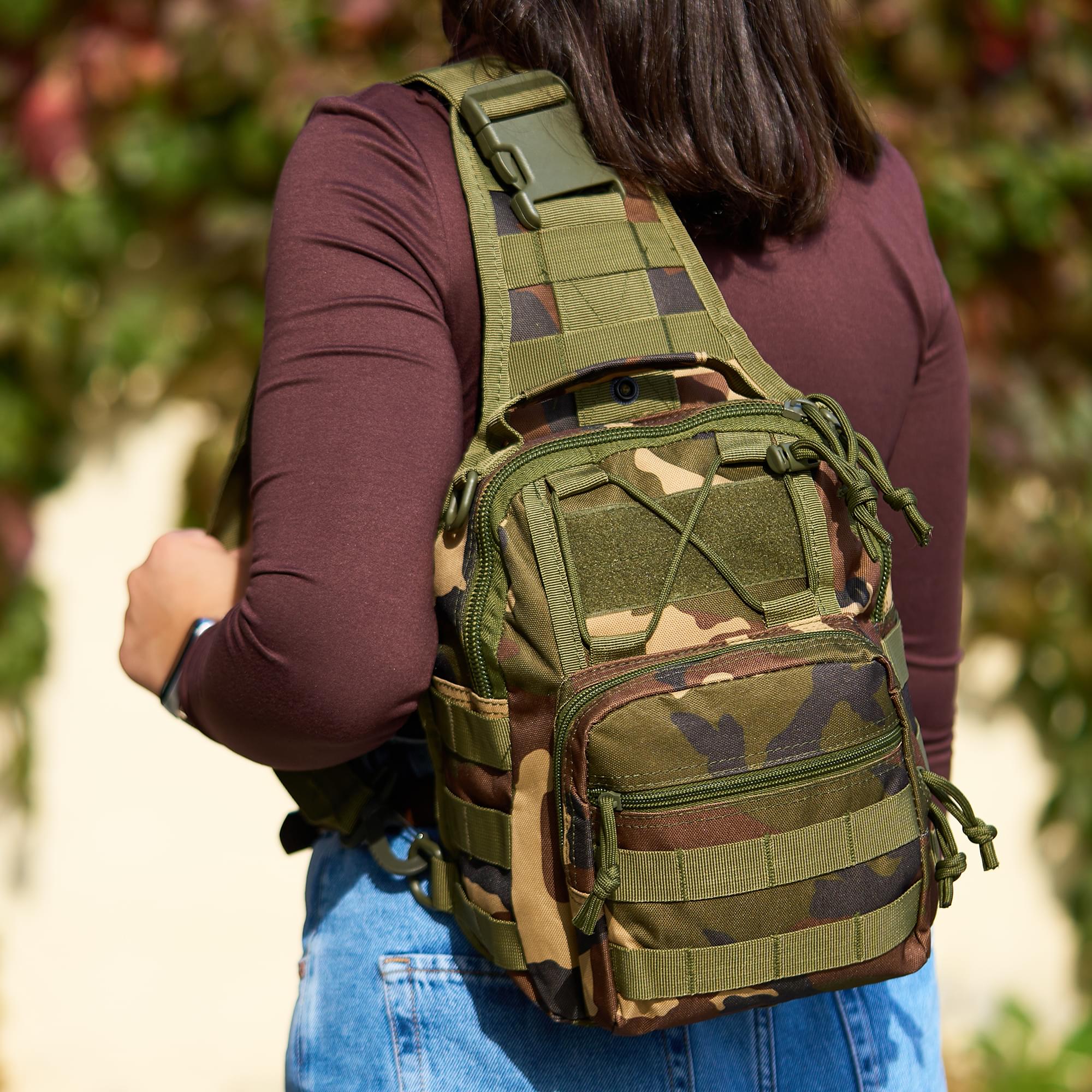 Geanta tactica de umar profesionala, borseta multifunctionala camuflaj militar, 10 litri, onuvio® - wood camo