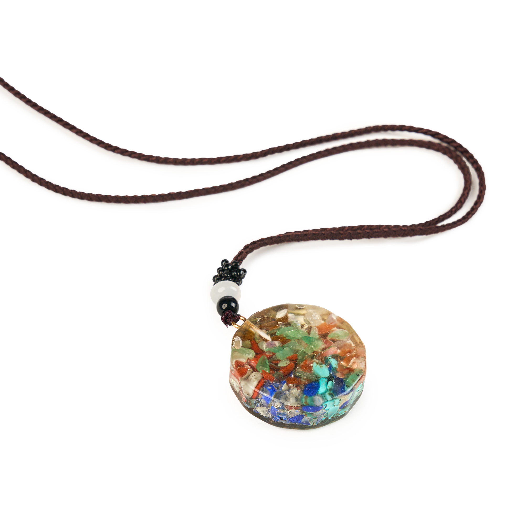 Colier dama orgonic cu 7 chakre pentru protectie energetica si vindecare spirituala cu simbol sri yantra, onuvio®