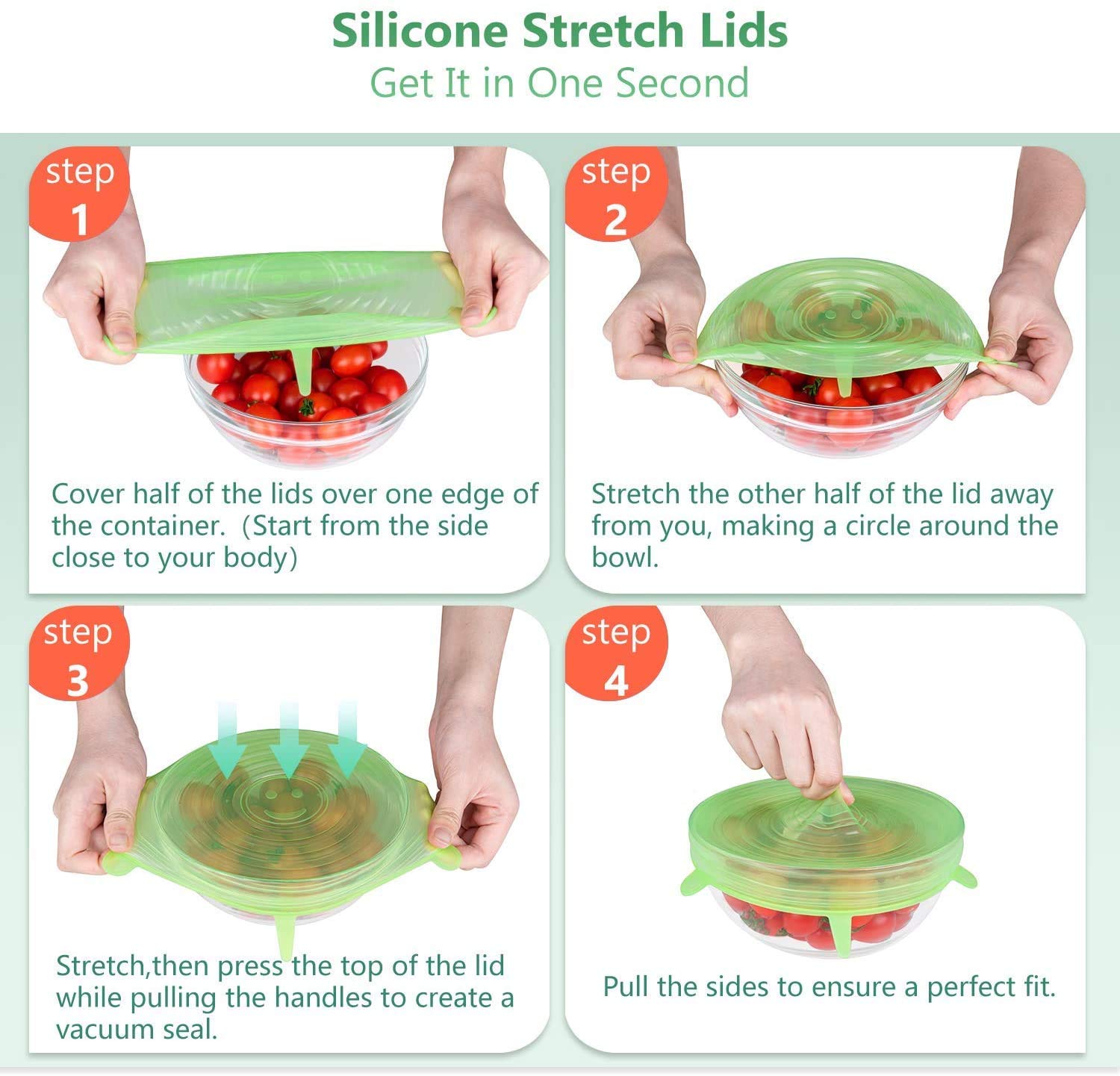 Set 6 capace universale flexibile din silicon alimentar original onuvio™