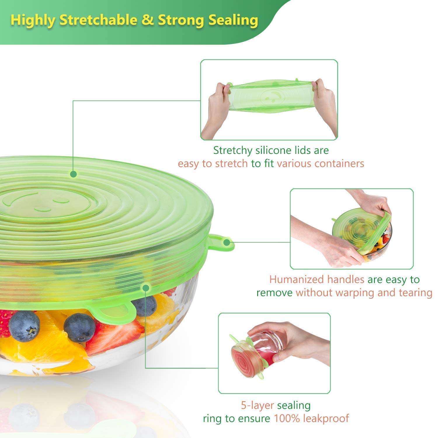 Set 6 capace universale flexibile din silicon alimentar original onuvio™