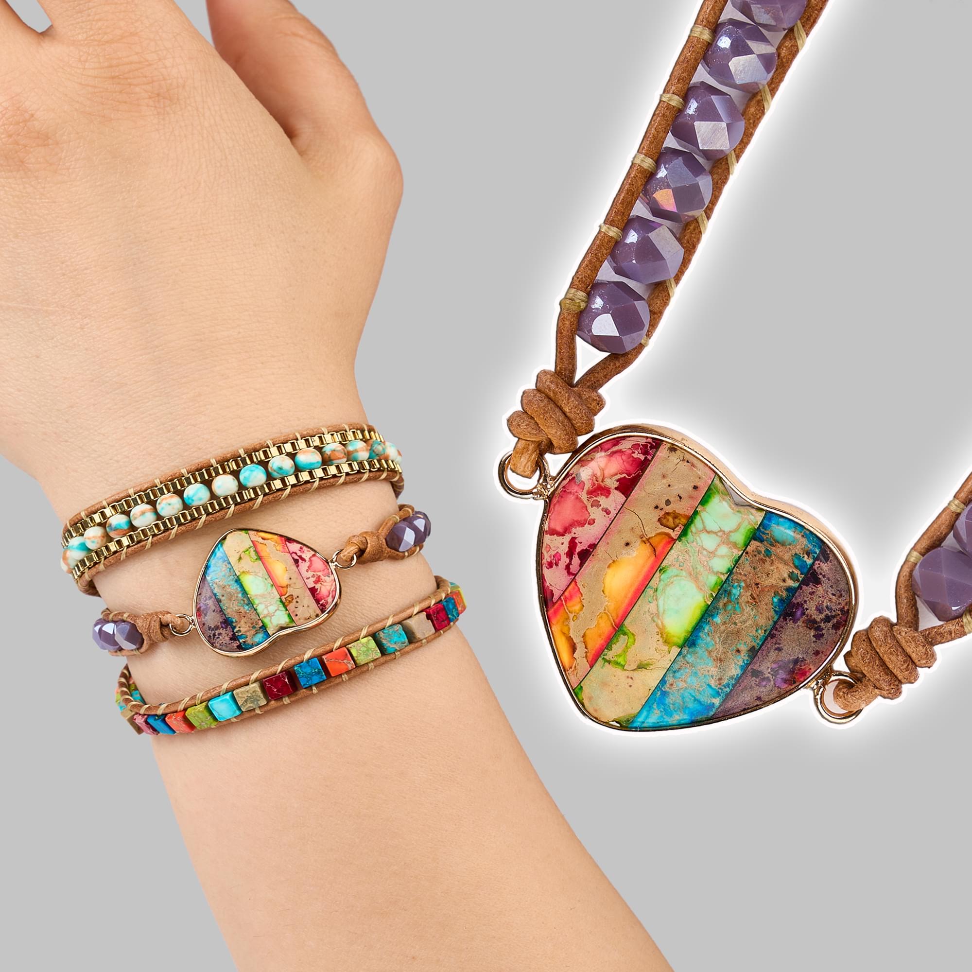 Bratara energetica chakra rainbow heart onuvio™