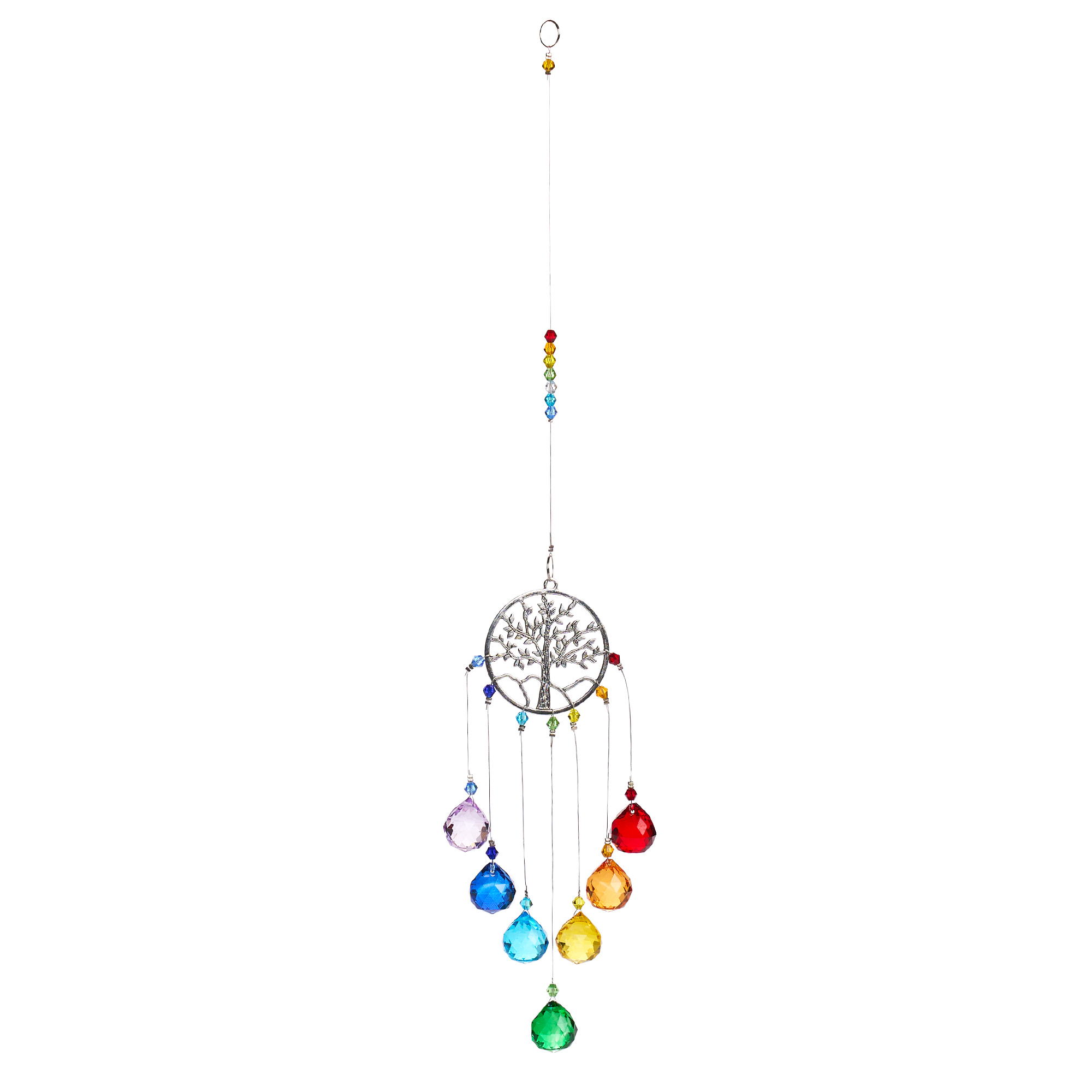 Decor suspendat pomul vieții cu cristale k9, suncatcher dreamcatcher, 7 chakre, clopoței de vânt, energie și echilibru, onuvio®
