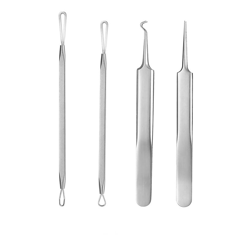 Trusa cosmetica profesionala pentru extractie puncte negre, comedoane, acnee, ustensile cosmetice din inox, 9 piese, onuvio®