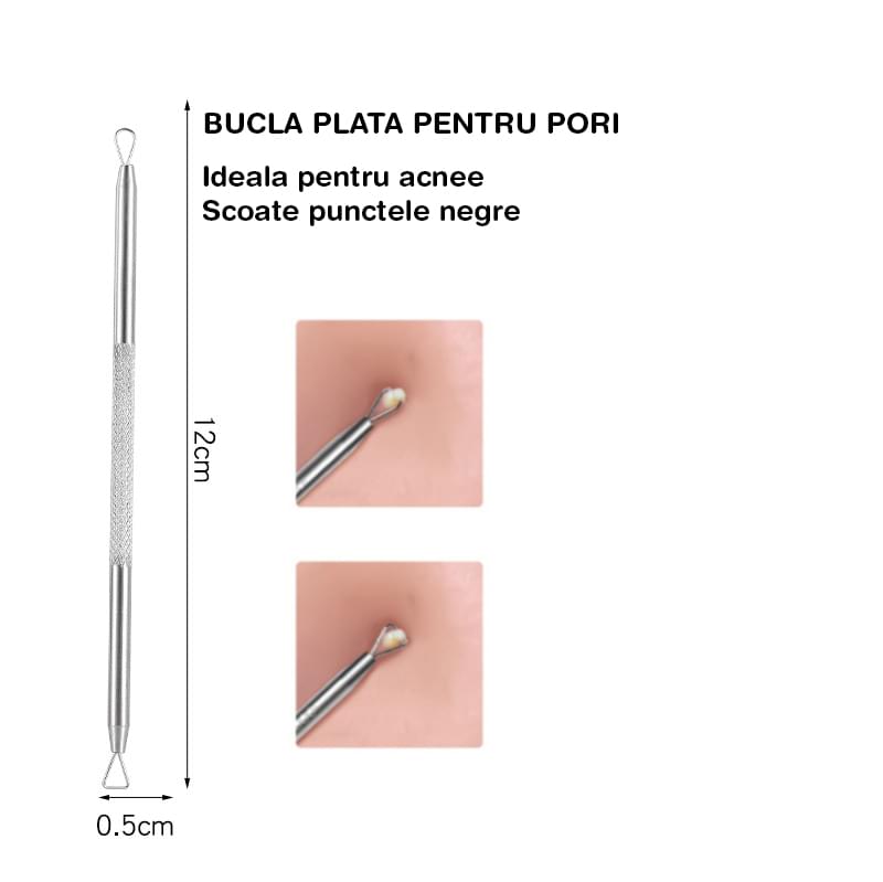 Trusa cosmetica profesionala pentru extractie puncte negre, comedoane, acnee, ustensile cosmetice din inox, 9 piese, onuvio®