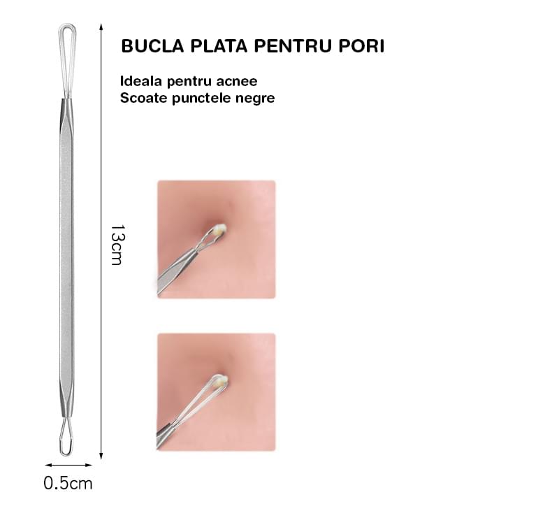 Trusa cosmetica profesionala pentru extractie puncte negre, comedoane, acnee, ustensile cosmetice din inox, 9 piese, onuvio®